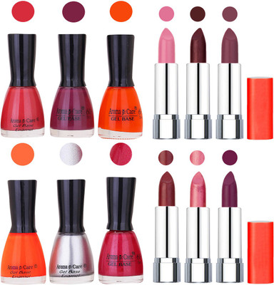 

Aroma Care Wholesale Rate Combo of Nail Polish and Rythm Lipstick 613(Set of 12)