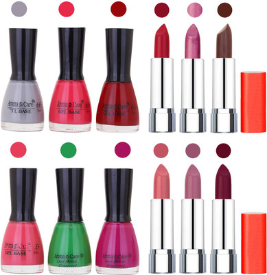 

Aroma Care Wholesale Rate Combo of Nail Polish and Rythm Lipstick 681(Set of 12)