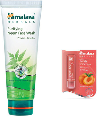 

Himalaya Purifying Neem Face Wash, Peach Shine Lip Care(Set of 2)