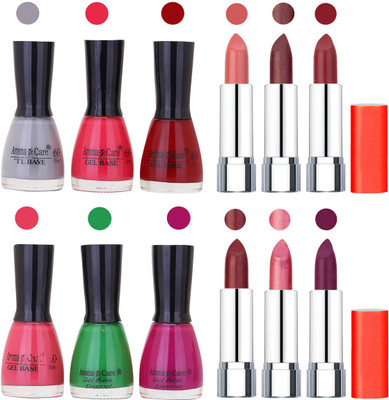 

Aroma Care Wholesale Rate Combo of Nail Polish and Rythm Lipstick 722(Set of 12)