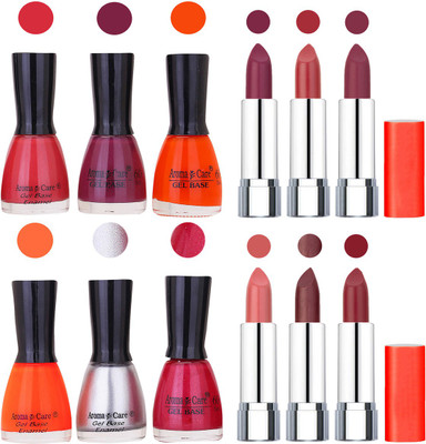 

Aroma Care Wholesale Rate Combo of Nail Polish and Rythm Lipstick 628(Set of 12)
