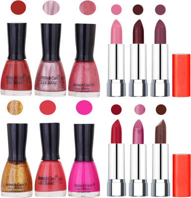 

Aroma Care Wholesale Rate Combo of Nail Polish and Rythm Lipstick 539(Set of 12)