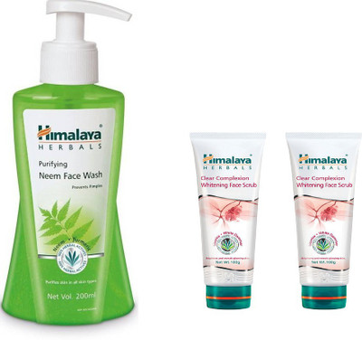 

Himalaya Clear Complexion Whitening Face Scrub, Purifying Neem Face Wash, Clear Complexion Whitening Face Scrub(Set of 3)