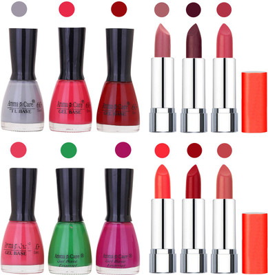 

Aroma Care Wholesale Rate Combo of Nail Polish and Rythm Lipstick 664(Set of 12)