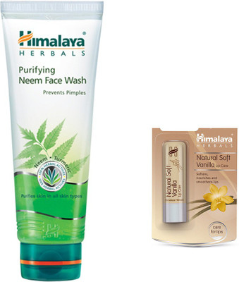 

Himalaya Purifying Neem Face Wash, Natural Soft Vanilla Lip Care(Set of 2)