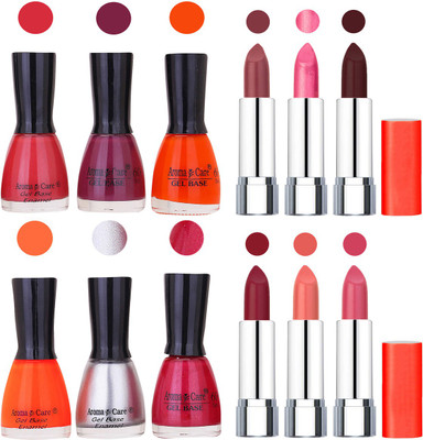 Aroma Care Wholesale Rate Combo of Nail Polish and Rythm Lipstick 632(Set of 12)