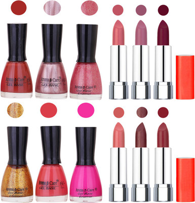 

Aroma Care Wholesale Rate Combo of Nail Polish and Rythm Lipstick 576(Set of 12)