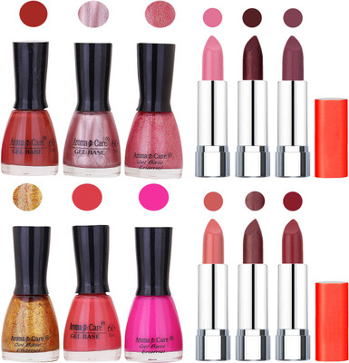

Aroma Care Wholesale Rate Combo of Nail Polish and Rythm Lipstick 546(Set of 12)