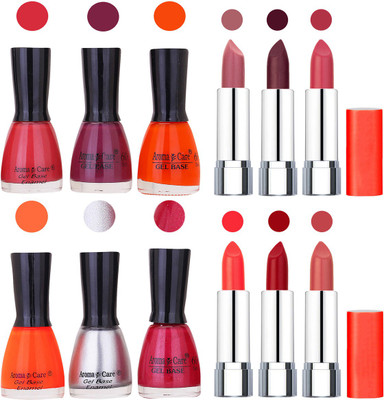 

Aroma Care Wholesale Rate Combo of Nail Polish and Rythm Lipstick 599(Set of 12)