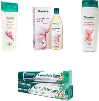 

Himalaya anti hair fall shampoo, anti hair fall hair oil complete care paste, face lotion(Set of 4)
