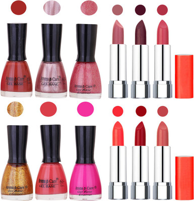 

Aroma Care Wholesale Rate Combo of Nail Polish and Rythm Lipstick 534(Set of 12)