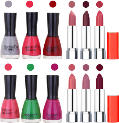

Aroma Care Wholesale Rate Combo of Nail Polish and Rythm Lipstick 662(Set of 12)