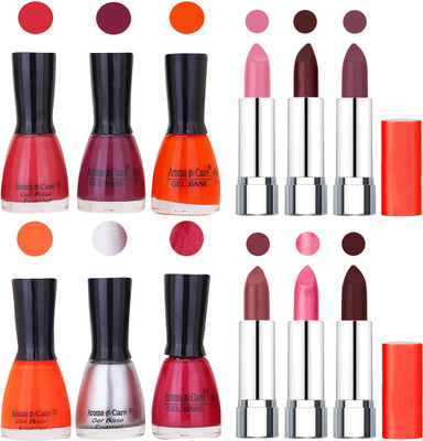 

Aroma Care Wholesale Rate Combo of Nail Polish and Rythm Lipstick 606(Set of 12)