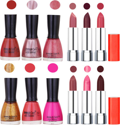 

Aroma Care Wholesale Rate Combo of Nail Polish and Rythm Lipstick 531(Set of 12)