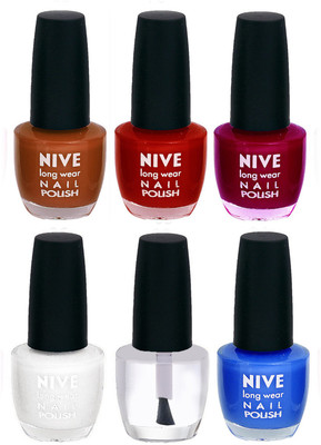 

Nive Colour Blast Nail Lacquer (Set of 6 Nail Polish) Brown,Red,Pink,White,Clear,Blue(Pack of 6)