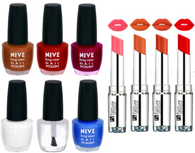 

ForSure Velvet Matte Lipsticks + Nive Nail Polish Combo(Set of 10)