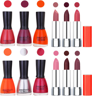 

Aroma Care Wholesale Rate Combo of Nail Polish and Rythm Lipstick 593(Set of 12)
