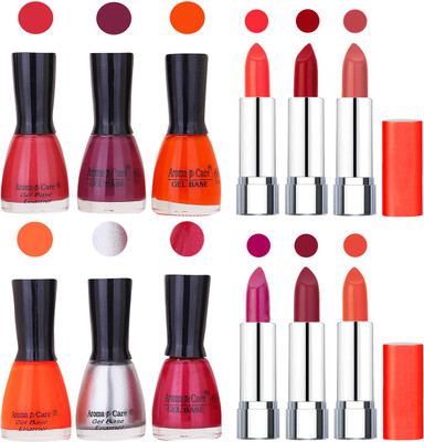 

Aroma Care Wholesale Rate Combo of Nail Polish and Rythm Lipstick 651(Set of 12)