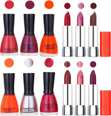 

Aroma Care Wholesale Rate Combo of Nail Polish and Rythm Lipstick 622(Set of 12)