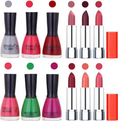 

Aroma Care Wholesale Rate Combo of Nail Polish and Rythm Lipstick 663(Set of 12)
