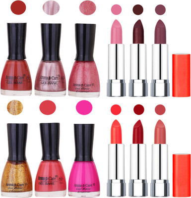 

Aroma Care Wholesale Rate Combo of Nail Polish and Rythm Lipstick 544(Set of 12)