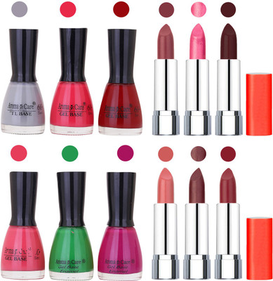 

Aroma Care Wholesale Rate Combo of Nail Polish and Rythm Lipstick 700(Set of 12)