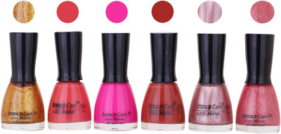 

Aroma Care Candy Long Stay Quick Dry Nail Polish Combo Set of 6 ( Peach, Neon Pink, Brown Shades) Golden Sparkle, Peach, Neon Pink, Brown, Pink Glaiter, Maganta Glaiter(Pack of 6)