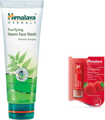 

Himalaya Purifying Neem Face Wash, Strawberry Shine Lip Care(Set of 2)