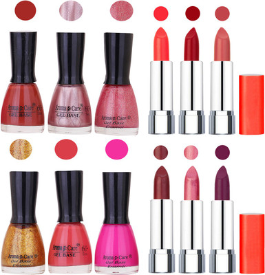 

Aroma Care Wholesale Rate Combo of Nail Polish and Rythm Lipstick 587(Set of 12)