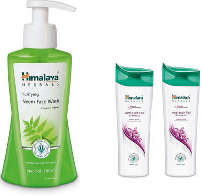 

Himalaya Anti Hair Fall Shampoo, Purifying Neem Face Wash, Anti Hair Fall Shampoo(Set of 3)