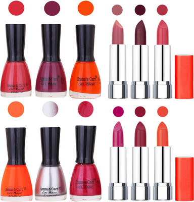 

Aroma Care Wholesale Rate Combo of Nail Polish and Rythm Lipstick 602(Set of 12)
