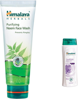

Himalaya Purifying Neem Face Wash, Soothing Body Lotion(Set of 2)