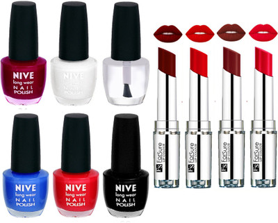 ForSure Velvet Matte Lipsticks + Nive Nail Polish Combo(Set of 10)