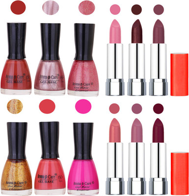 

Aroma Care Wholesale Rate Combo of Nail Polish and Rythm Lipstick 542(Set of 12)