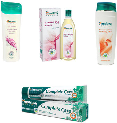 

Himalaya anti hair fall shampoo, anti hair fall hair oil complete care paste, nourishing face lotion(Set of 4)