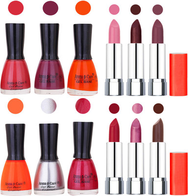 

Aroma Care Wholesale Rate Combo of Nail Polish and Rythm Lipstick 604(Set of 12)