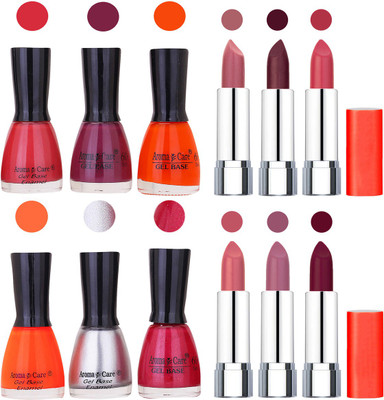 

Aroma Care Wholesale Rate Combo of Nail Polish and Rythm Lipstick 597(Set of 12)