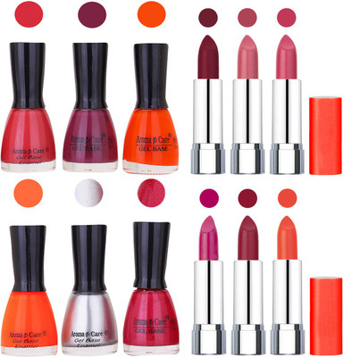 

Aroma Care Wholesale Rate Combo of Nail Polish and Rythm Lipstick 654(Set of 12)