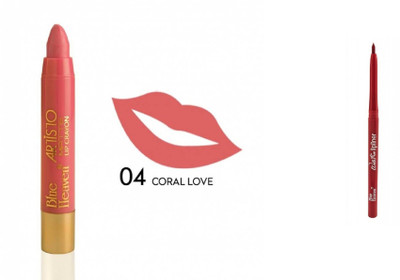 

Blue Heaven Artisto crayone lipstick -04-coral love with 04 lip liner(Set of 2)
