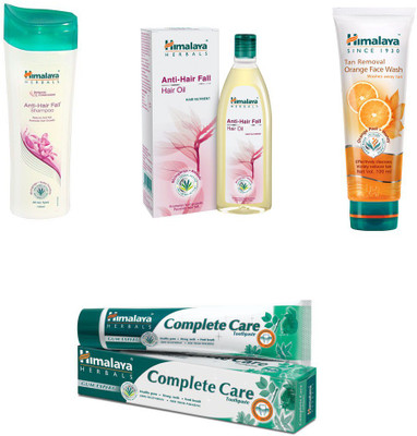 Himalaya anti hair fall shampoo, anti hair fall hair oil complete care paste, ten removal face wash(Set of 4)