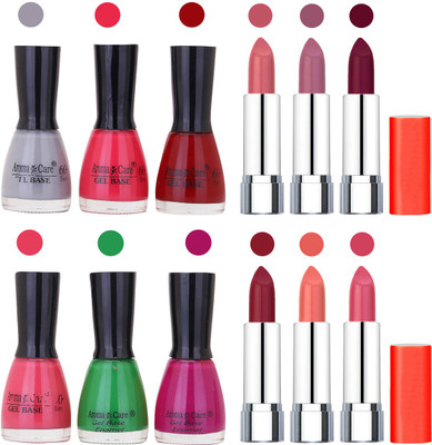 Aroma Care Wholesale Rate Combo of Nail Polish and Rythm Lipstick 703(Set of 12)