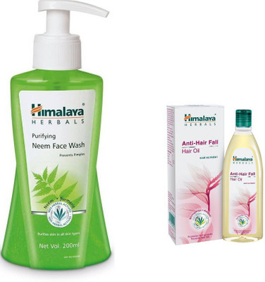 

Himalaya Purifying Neem Face Wash, Anti Hair Fall Hair Oil(Set of 2)