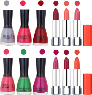 

Aroma Care Wholesale Rate Combo of Nail Polish and Rythm Lipstick 712(Set of 12)