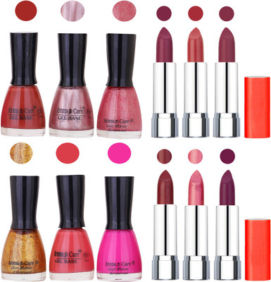 

Aroma Care Wholesale Rate Combo of Nail Polish and Rythm Lipstick 565(Set of 12)