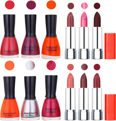 

Aroma Care Wholesale Rate Combo of Nail Polish and Rythm Lipstick 635(Set of 12)