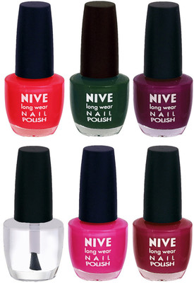 

Nive Colour Blast Nail Lacquer (Set of 6 Nail Polish) Red,Green,Purple,Clear,Pink,Pink(Pack of 6)