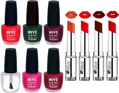 

ForSure Velvet Matte Lipsticks + Nive Nail Polish Combo(Set of 10)