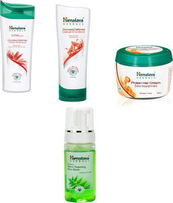 

Himalaya dryness defense protein shampoo, dryness defense protein conditioner,protein hair cream, neem foaming face wash(Set of 4)