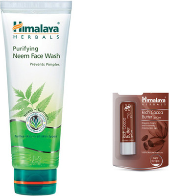 

Himalaya Purifying Neem Face Wash, Rich Cocoa Butter Lip Care(Set of 2)
