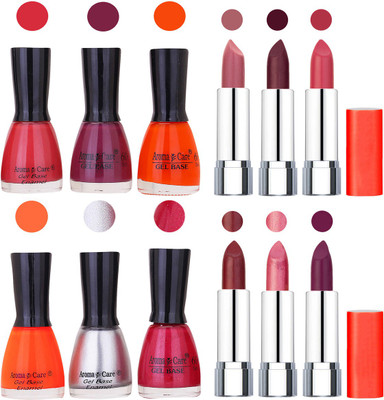 

Aroma Care Wholesale Rate Combo of Nail Polish and Rythm Lipstick 603(Set of 12)
